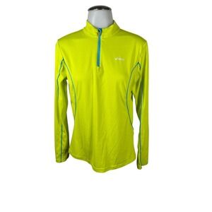 Women's Asics Running Top Quarter Zip Long Sleeve Chartreuse Size Medium